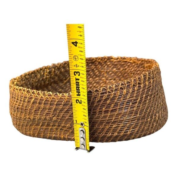 Handwoven Vintage Pine Needle Straw Brown Catch All Basket Home Deco Storage SEE - Picture 4 of 9